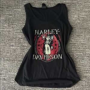 Bikercore Emerald Coast Harley-Davidson Women's Black Graphic Tank Top Y2K